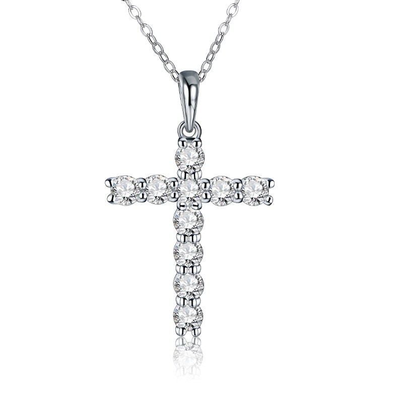 Cross Moissanite Pendant Necklace